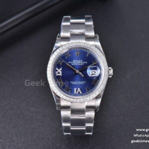 DateJust 36mm SS EWF Blue Dial Diamond Roma Marker Diamond Bezel Oyster Bracelet A3235
