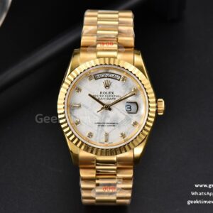 Day-Date 36mm GMF YG Meteorite Dial Stick Diamond Marker YG Bracelet A3235