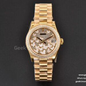 DateJust 31mm Ladies 904L YG WF Diamond Butterfly Dial Oyster Bracelet A2671