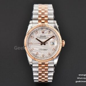 DateJust 36mm RG/SS BPF Fluted Silver Palm Dial Diamond Marker Jubilee Bracelet 3235