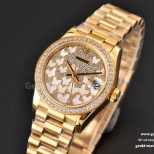 DateJust 31MM Ladies 904L YG WF Diamond Butterfly Dial Oyster Bracelet A2671