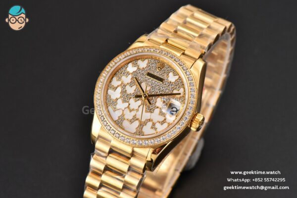 DateJust 31MM Ladies 904L YG WF Diamond Butterfly Dial Oyster Bracelet A2671