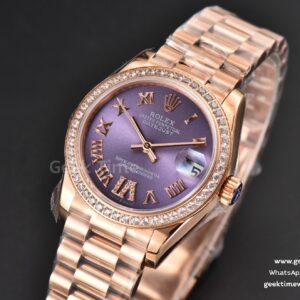 DateJust 31MM Ladies 904L RG WF Diamond Purple Dial Diamond Roma Marker Oyster Bracelet A2671