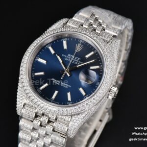 Datejust 41MM Full Diamond GMF Blue Dial Jubilee Bracelet A2824
