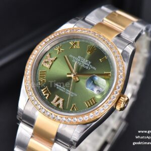 DateJust 36mm SS/YG EWF Green Dial Diamond Roma Marker Diamond Bezel Oyster Bracelet A3235