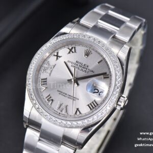 DateJust 36mm SS EWF Silver Dial Diamond Roma Marker Diamond Bezel Oyster Bracelet A3235