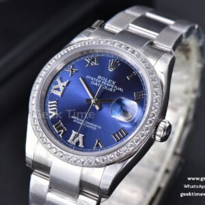 DateJust 36mm SS EWF Blue Dial Diamond Roma Marker Diamond Bezel Oyster Bracelet A3235