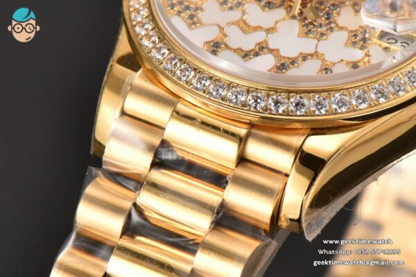 DateJust 31MM Ladies 904L YG WF Diamond Butterfly Dial Oyster Bracelet A2671 - Image 7