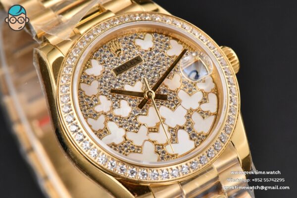 DateJust 31MM Ladies 904L YG WF Diamond Butterfly Dial Oyster Bracelet A2671 - Image 9