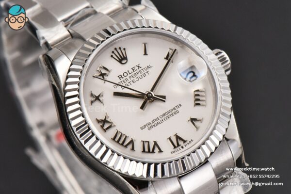 DateJust 31MM Ladies 904L WF White Dial Roma Marker Oyster Bracelet A2671 - Image 11