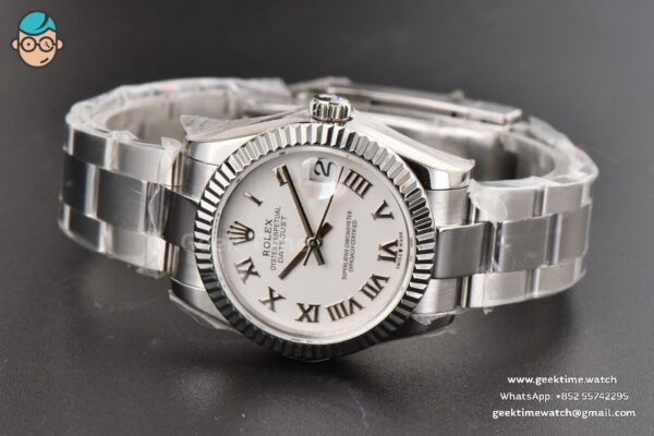 DateJust 31MM Ladies 904L WF White Dial Roma Marker Oyster Bracelet A2671 - Image 13