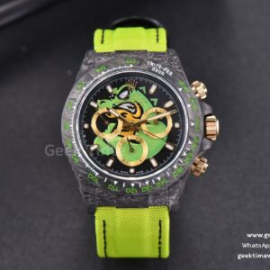 Daytona DIW Carbon WWF Green Wolf Dial on Dark Green Nylon Strap A7750
