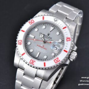 Submariner DIW Sandblasted VSF 41MM Gray Dial White Bezel Red Text SS Bracelet VS3135