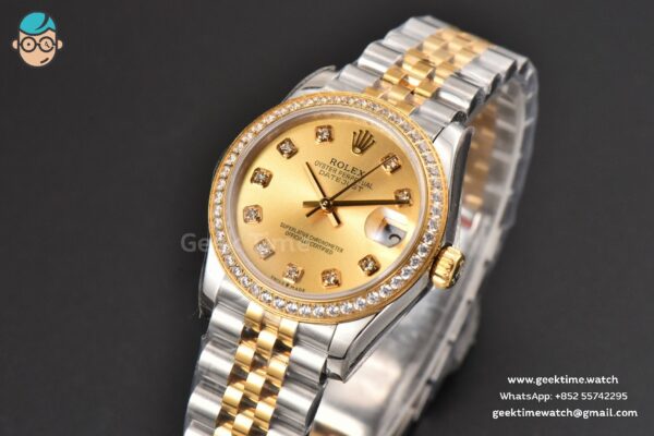 DateJust 31MM Ladies 904L YG/SS WF Diamond YG Dial Diamond Marker Jubilee Bracelet A2671