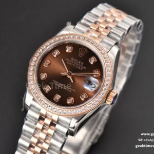 DateJust 31MM Ladies 904L RG/SS WF Diamond Brown Dial Diamond Marker Jubilee Bracelet A2671