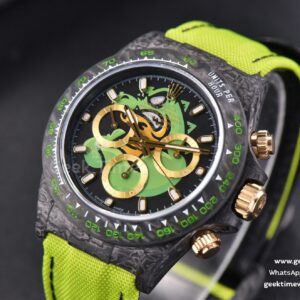 Daytona DIW Carbon WWF Green Wolf Dial on Dark Green Nylon Strap A7750