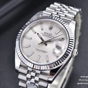 DateJust 41mm 126334 904 SS ARF Silver Dial Sticks Markers on Jubilee Bracelet VR3235
