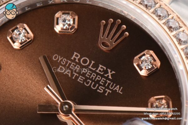 DateJust 31MM Ladies 904L RG/SS WF Diamond Brown Dial Diamond Marker Jubilee Bracelet A2671 - Image 4