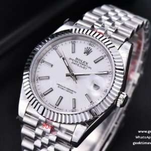 Datejust 41mm SS GMF White Dial Lume Marker Fluted Bezel Jubille Bracelet VR3235