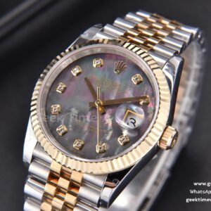 DateJust 36MM 904L YG/SS GMF Fluted Bezel Gray MOP Dial Diamond Marker Jubilee Bracelet VR3235