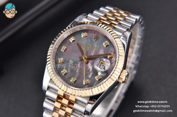 DateJust 36MM 904L YG/SS GMF Fluted Bezel Gray MOP Dial Diamond Marker Jubilee Bracelet VR3235
