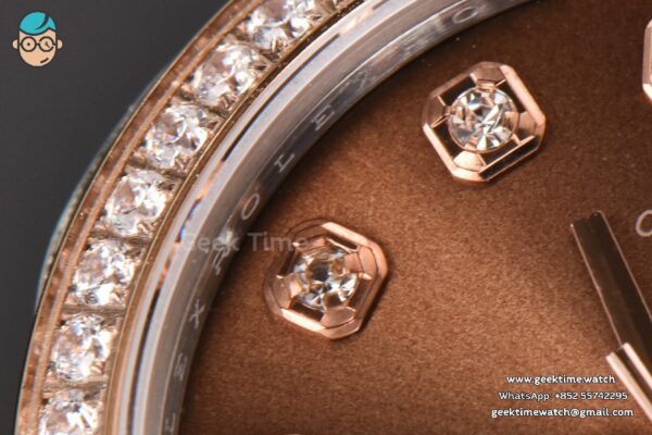DateJust 31MM Ladies 904L RG/SS WF Diamond Brown Dial Diamond Marker Jubilee Bracelet A2671 - Image 5