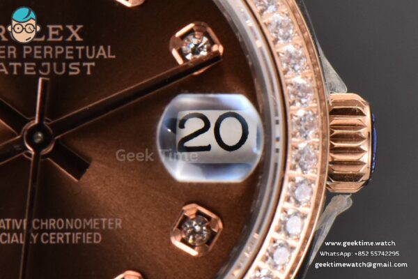 DateJust 31MM Ladies 904L RG/SS WF Diamond Brown Dial Diamond Marker Jubilee Bracelet A2671 - Image 8