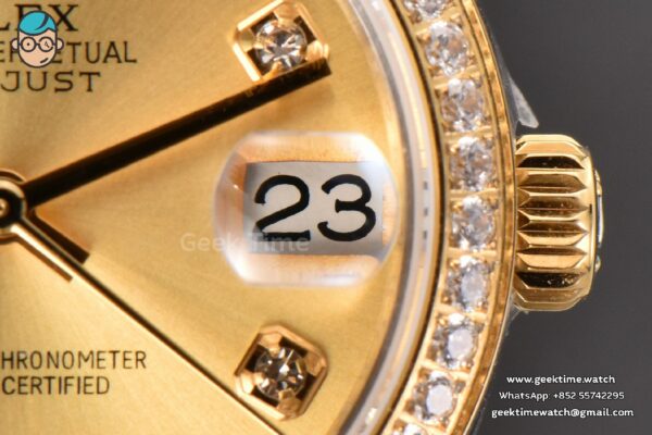 DateJust 31MM Ladies 904L YG/SS WF Diamond YG Dial Diamond Marker Jubilee Bracelet A2671 - Image 8