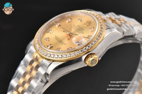 DateJust 31MM Ladies 904L YG/SS WF Diamond YG Dial Diamond Marker Jubilee Bracelet A2671 - Image 10