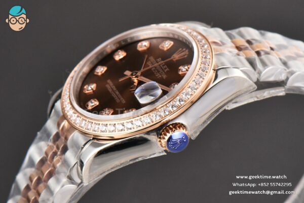 DateJust 31MM Ladies 904L RG/SS WF Diamond Brown Dial Diamond Marker Jubilee Bracelet A2671 - Image 10