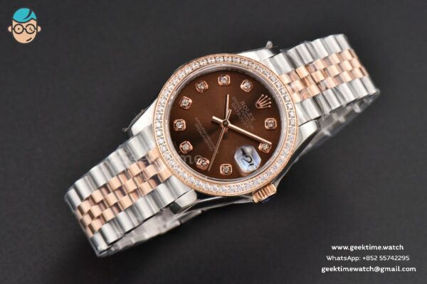 DateJust 31MM Ladies 904L RG/SS WF Diamond Brown Dial Diamond Marker Jubilee Bracelet A2671 - Image 14