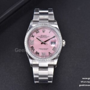 DateJust 36mm SS EWF Pink Dial Diamond Roma Marker Diamond Bezel Oyster Bracelet A3235