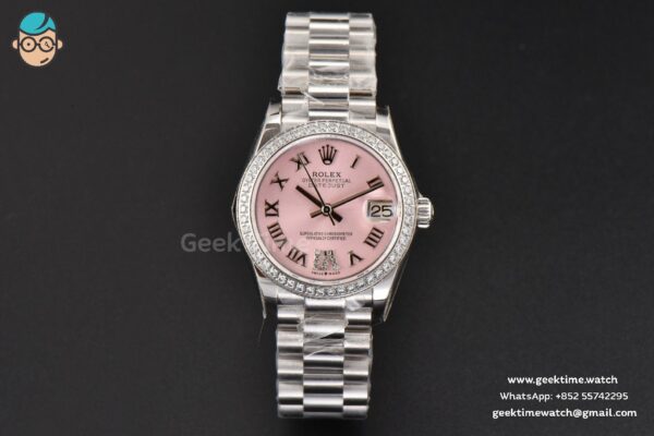DateJust 31MM Ladies 904L WF Diamond Pink Dial Roma Marker Oyster Bracelet A2671 - Image 2
