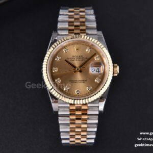 DateJust 36mm 904L YG/SS GMF geriffelte Lünette YG-Zifferblatt Diamant-Indizes Jubilee-Armband VR3235
