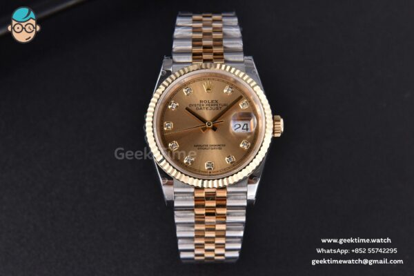 DateJust 36MM 904L YG/SS GMF Fluted Bezel YG Dial Diamond Marker Jubilee Bracelet VR3235 - Image 2