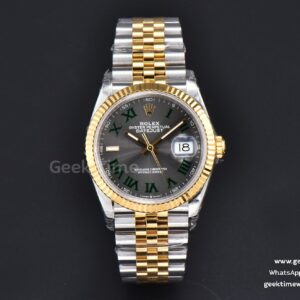 DateJust 36mm YG/SS VSF graues Wimbledon-Zifferblatt grüne Indizes Jubilee VS3235