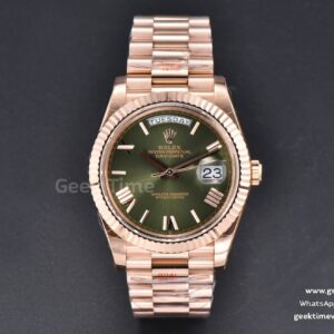 Day-Date 40mm RG GMF Green Dial Roma Marker President Bracelet A2836