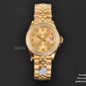 DateJust 28mm Ladies WF YG cadran doré diamants index diamants bracelet Jubilee A2236