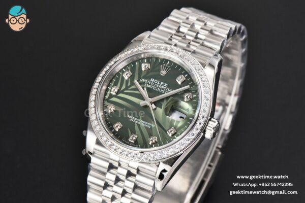 DateJust 36MM BPF Diamond Green Plam Dial Diamond Marker Jubilee Bracelet 2824