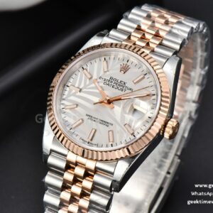 DateJust 36MM RG/SS BPF Fluted Bezel Silver Plam Dial Jubilee Bracelet A2824