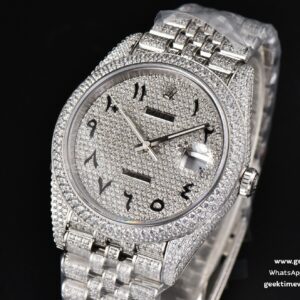 Datejust 41MM Full Diamond GMF Diamond Arabic Dial Jubilee Bracelet A2824