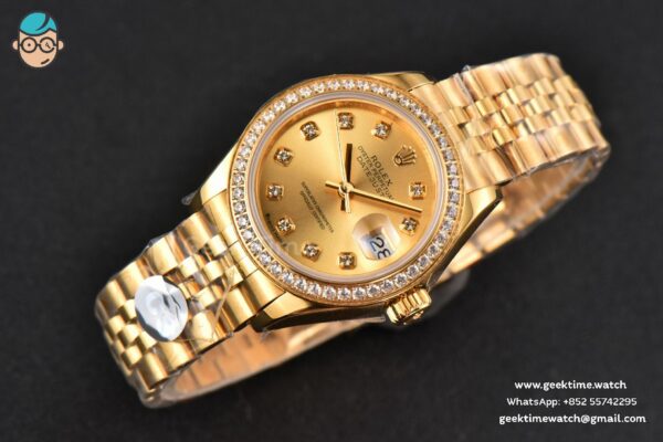 DateJust 28MM Ladies WF YG Diamond Gold Dial Diamond Marker Jubilee Bracelet A2236 - Image 4