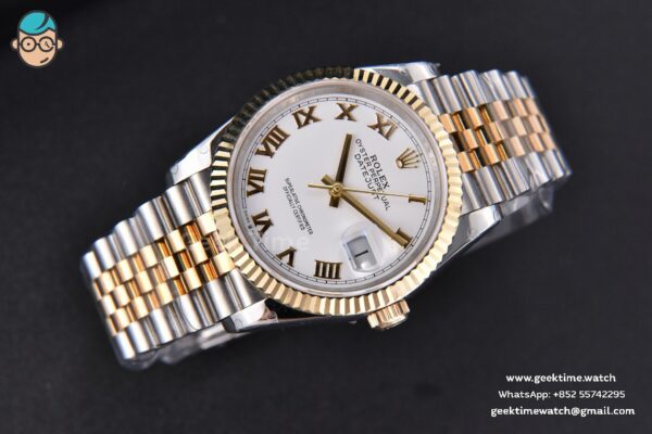 DateJust 36MM 904L YG/SS GMF Fluted Bezel White Dial Roma Marker Jubilee Bracelet VR3235 - Image 4