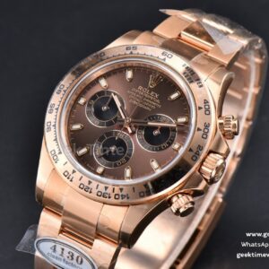 Daytona 116505 Clean 40MM RG Brown Dial Black Subdials RG Bracelet A4130