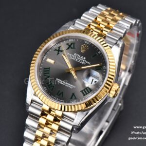 DateJust 36MM YG/SS VSF Wimbledon Gray Dial Green Marker Jubilee VS3235