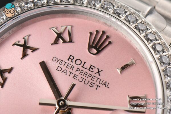 DateJust 31MM Ladies 904L WF Diamond Pink Dial Roma Marker Oyster Bracelet A2671 - Image 4