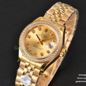 DateJust 28MM Ladies WF YG Diamond Gold Dial Diamond Marker Jubilee Bracelet A2236