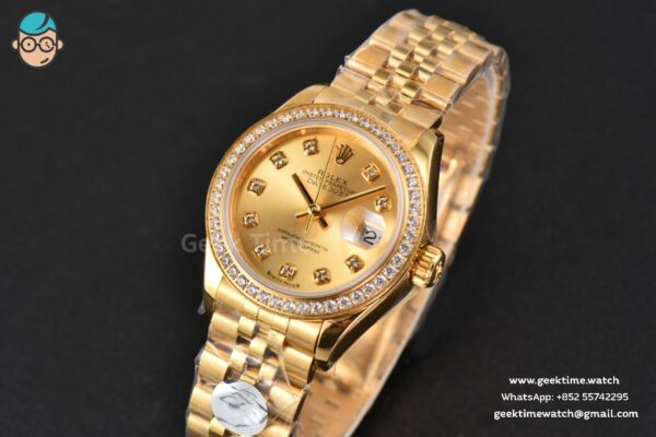 DateJust 28MM Ladies WF YG Diamond Gold Dial Diamond Marker Jubilee Bracelet A2236