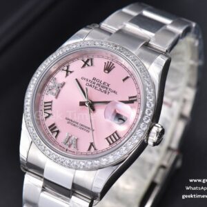 DateJust 36mm SS EWF Pink Dial Diamond Roma Marker Diamond Bezel Oyster Bracelet A3235