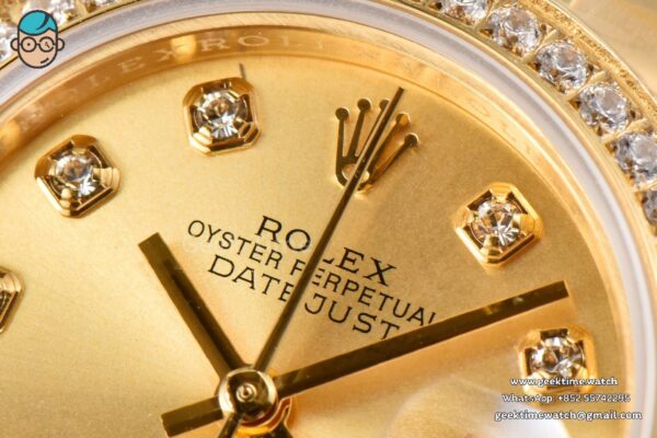 DateJust 28MM Ladies WF YG Diamond Gold Dial Diamond Marker Jubilee Bracelet A2236 - Image 5
